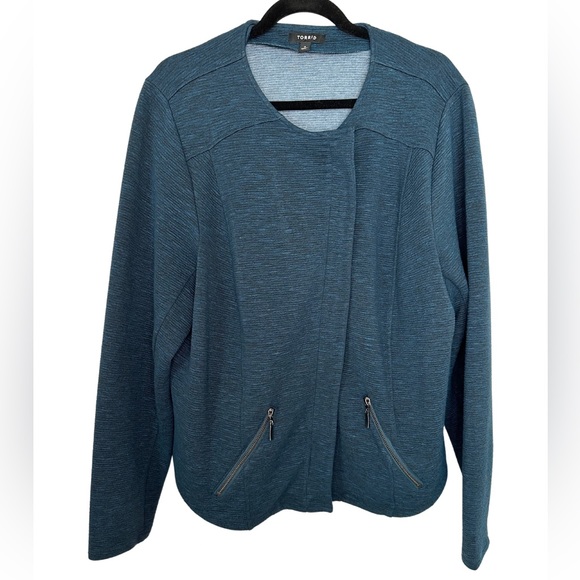 Torrid Zip Up Moto Jacket Blue Teal Size 3X - Picture 1 of 5